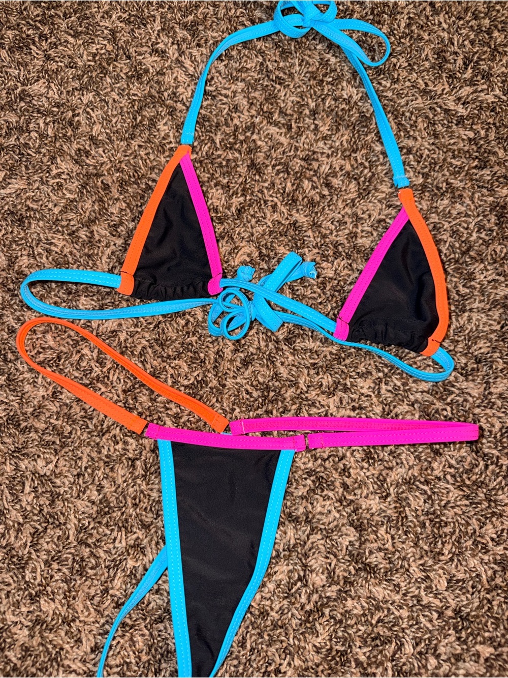 Black & Highlighter Bright Neon Micro Bikini
